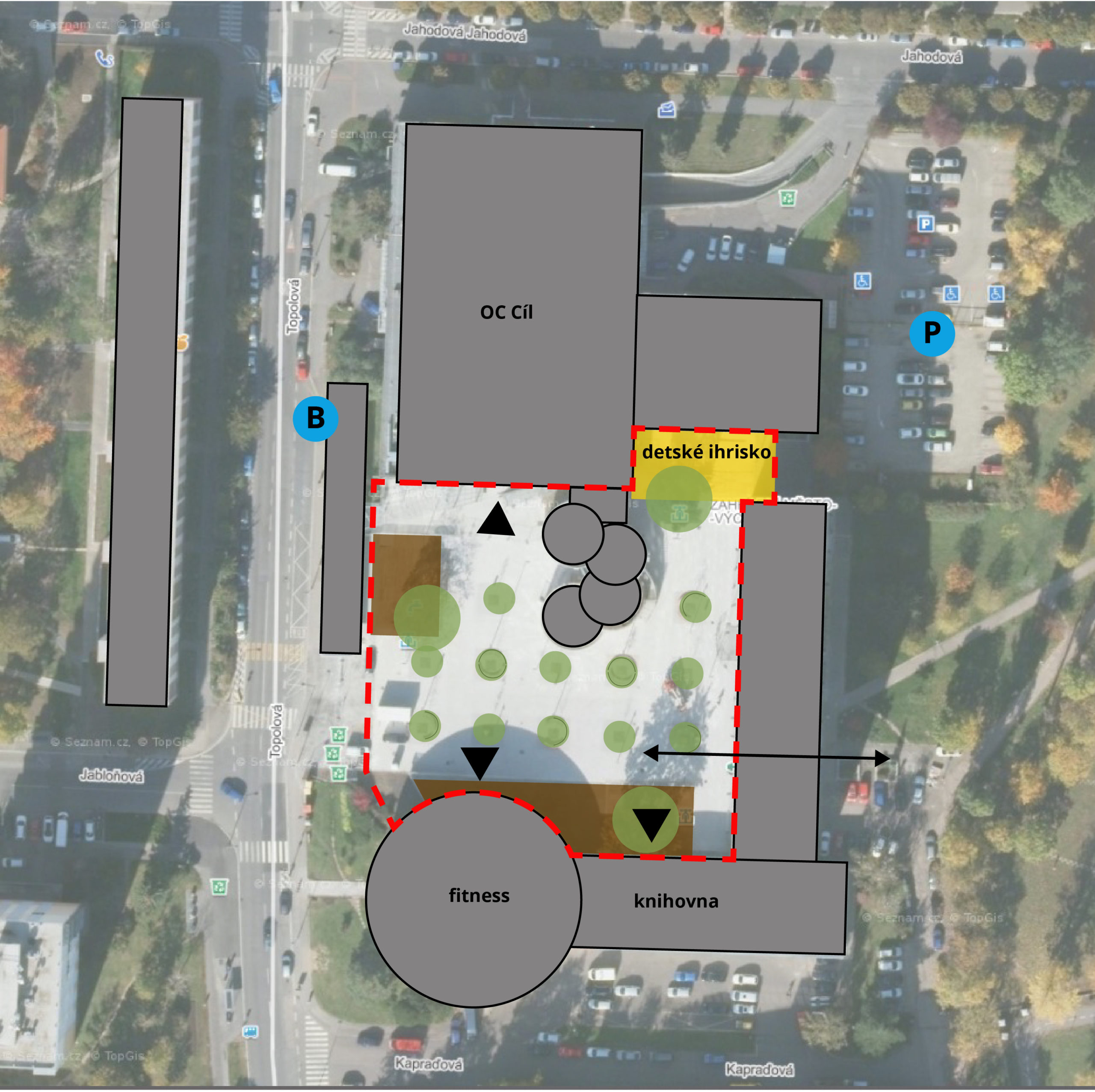 Revitalizace veřejného prostranství před OC Cíl